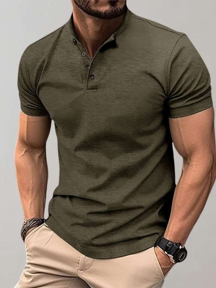 Men’s Short Sleeve Summer Shirt | Stand Collar