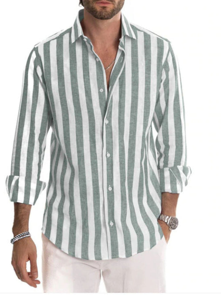 Men’s Striped Long Sleeve Shirt | Button-Up