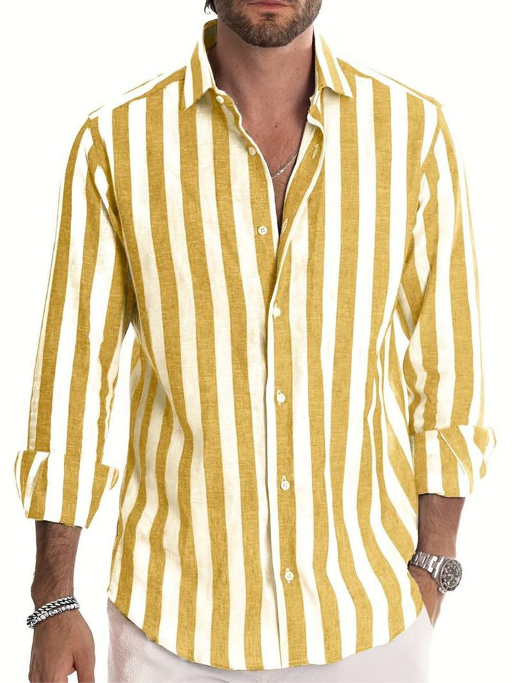 Men’s Striped Long Sleeve Shirt | Button-Up
