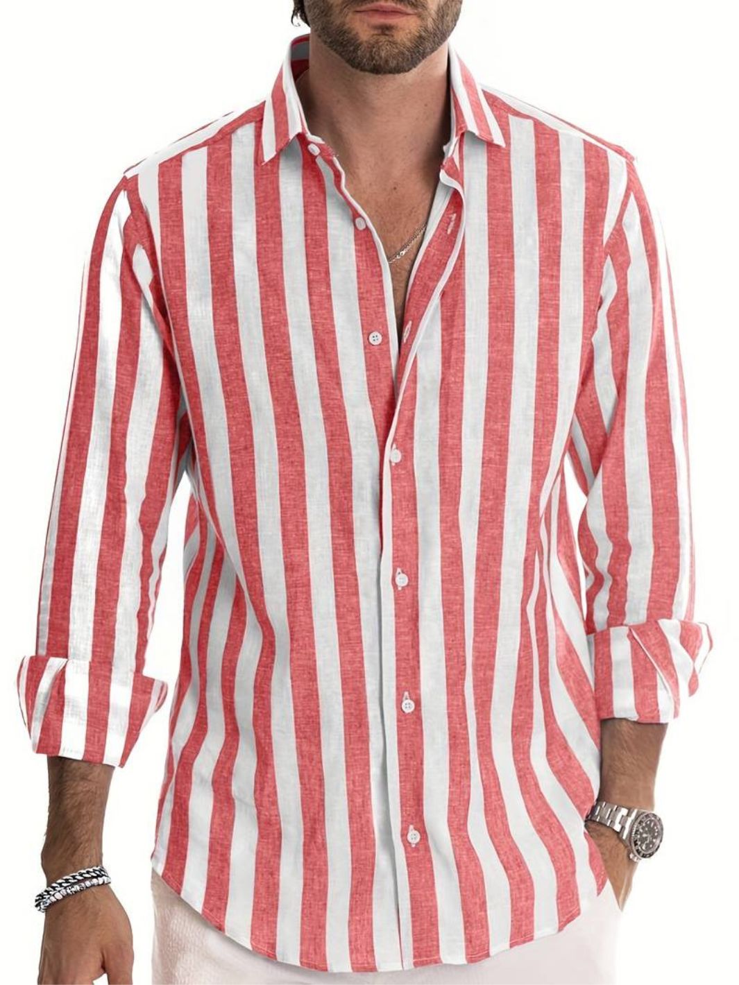 Men’s Striped Long Sleeve Shirt | Button-Up