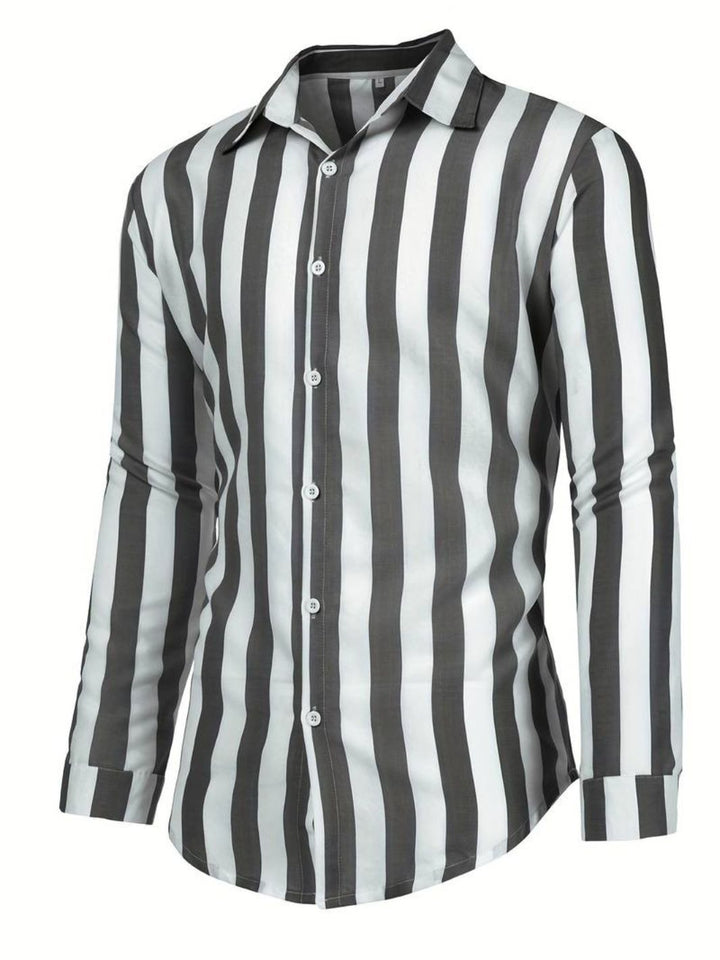 Men’s Striped Long Sleeve Shirt | Button-Up