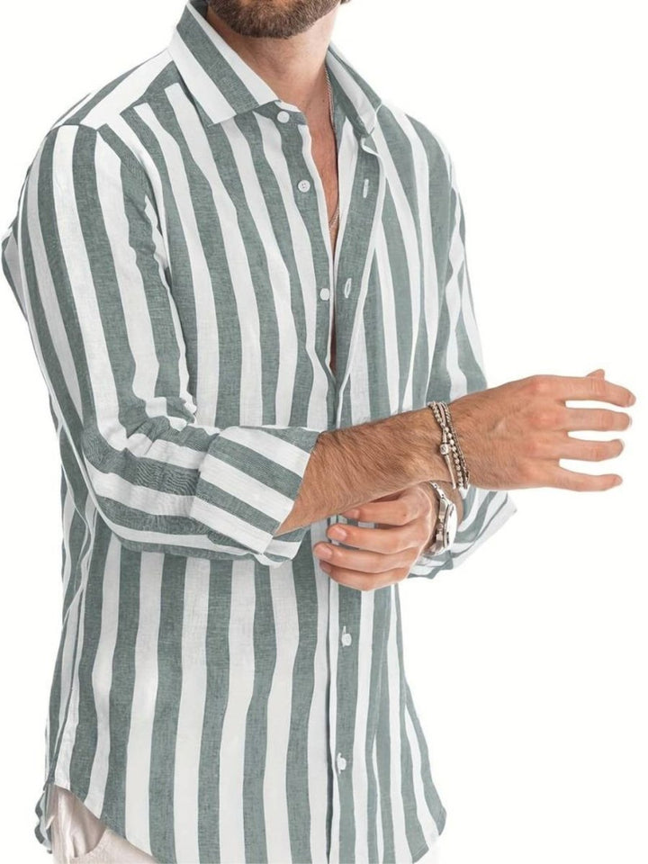 Oliver | Men’s Striped Long Sleeve Shirt | Button - Up - Willow & Tide